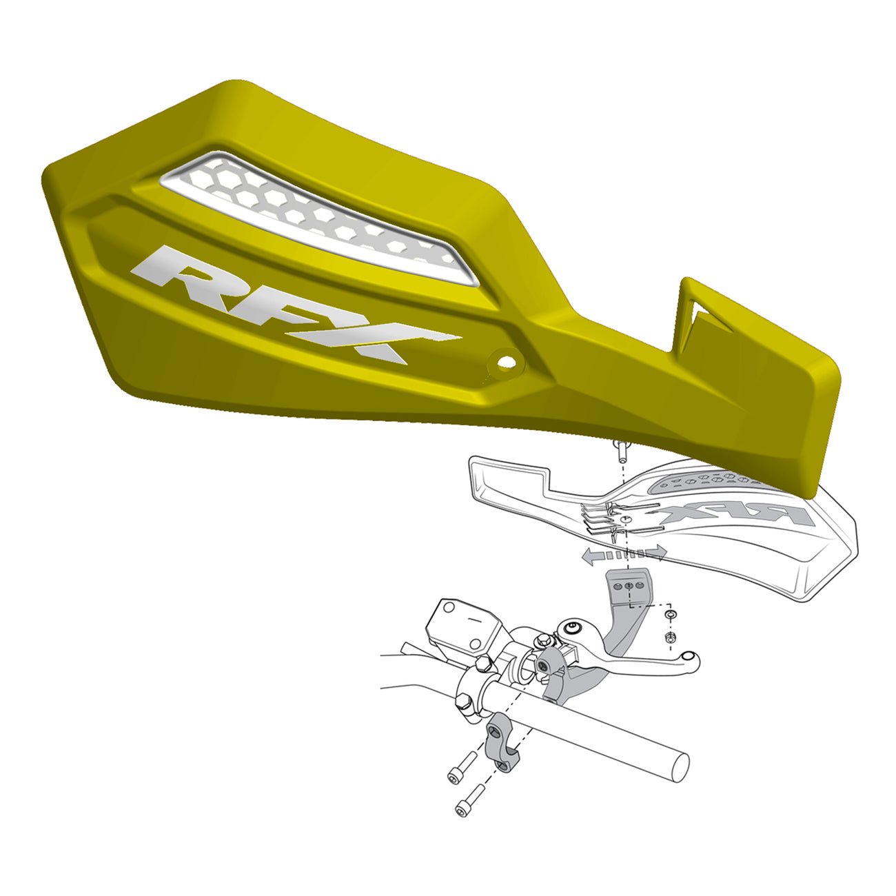 RFX 1 Series Handguard (Yellow/White) Inc Fitting Kit