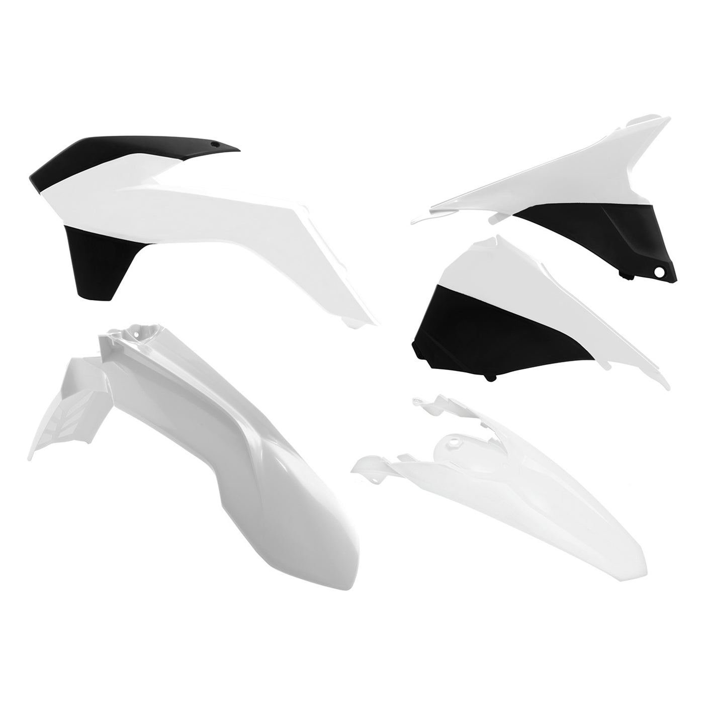 Racetech Plastic Kit EXC-EXCF125-200-250-500 14-16 (5 pcs) White / Black