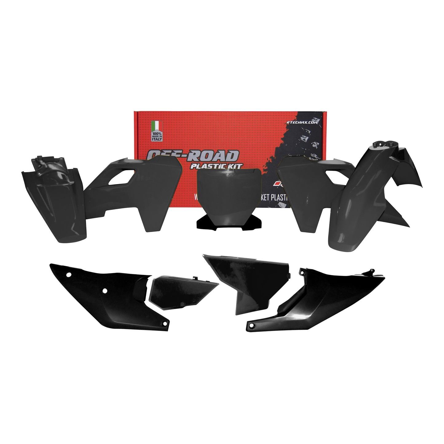 Racetech Plastic Kit TC125/250/300/350/450 23-24 (5 pcs) Black
