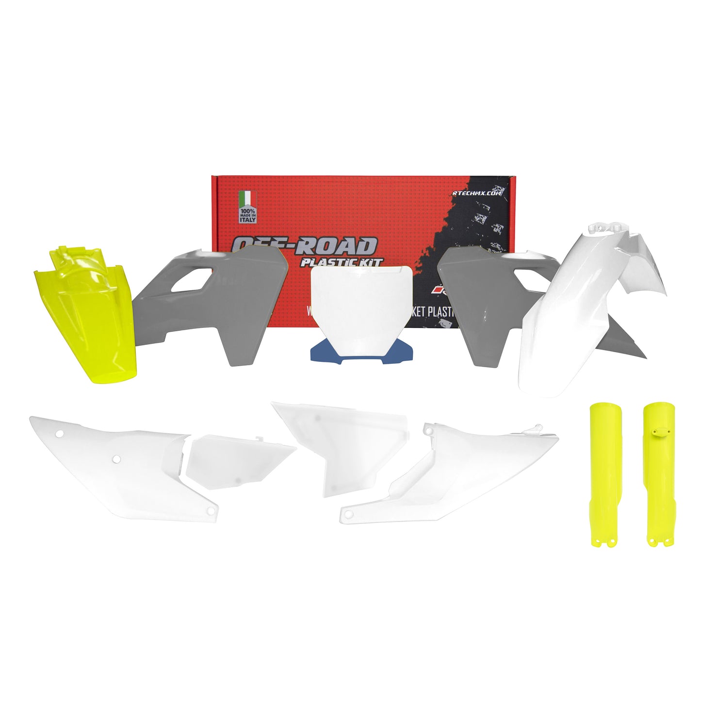 Racetech Plastic Kit TC125/250/300/350/450 23-24 (8 pcs) OEM / White / Grey / Yellow / Blue