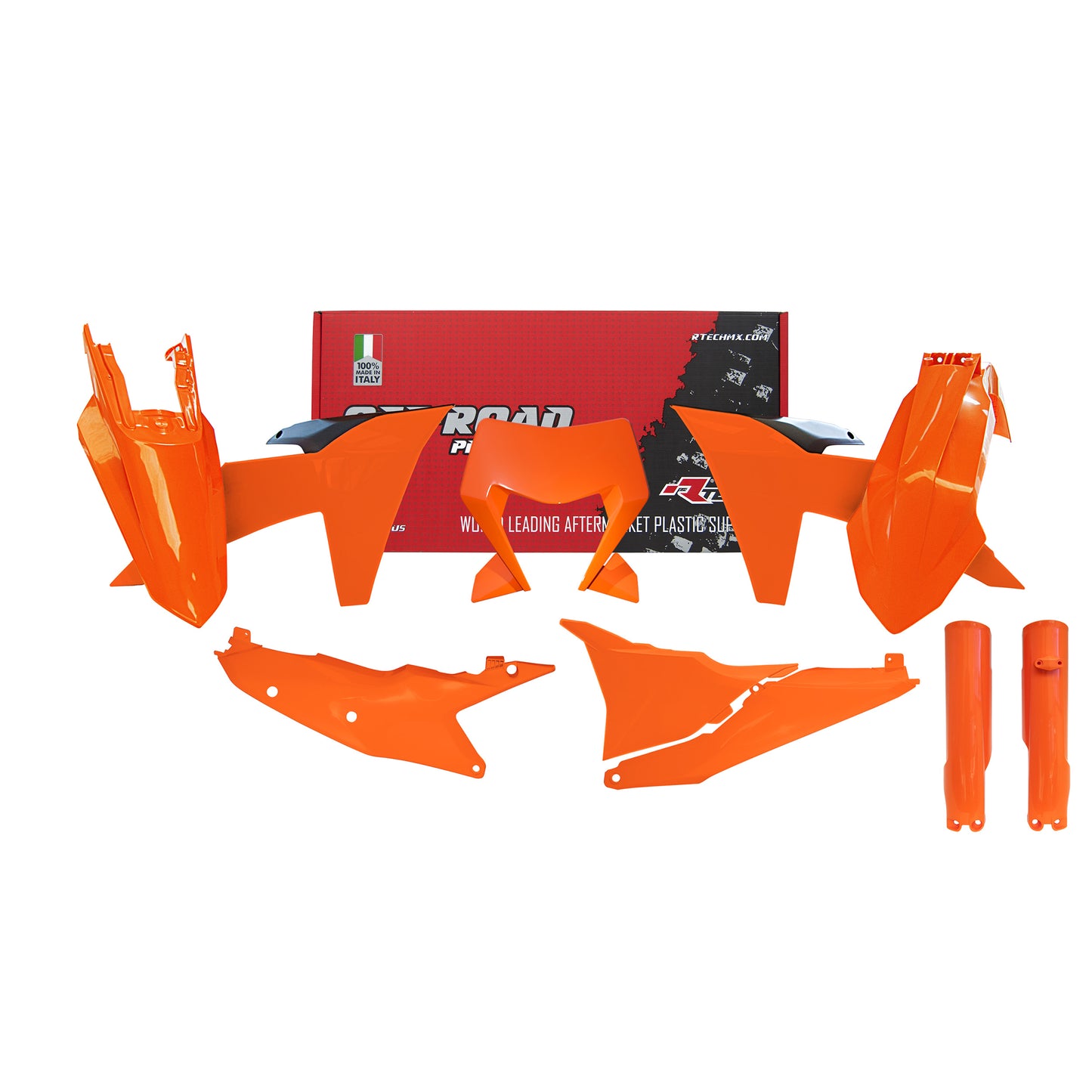 Racetech Plastic Kit EXC/EXCF150/250/300/350/450 24 (7 pcs) Orange / Black