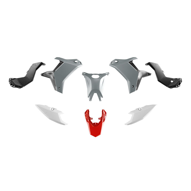 Racetech Plastic Kit T7 25-26 (7 pcs) Light Grey / White / Red / Black