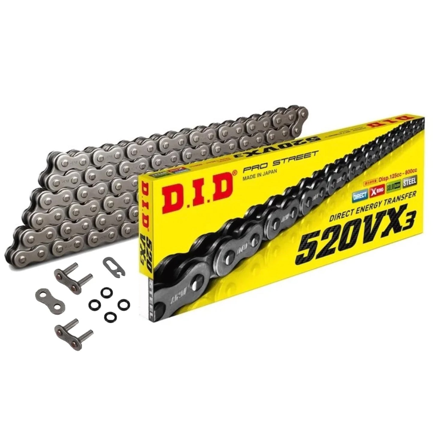 DID CHAIN 520VX3 X-RING 120L, DID520VX120, BLACK CHAIN LINKS, 30-803.120.BK.VX3, 30-803.120.BK