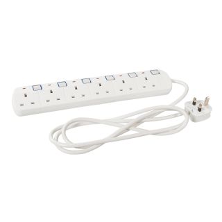 POWERMASTER 6 GANG EXTENSION LEAD SWITCHED, 2M