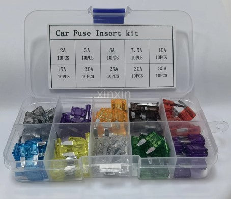 100PCS FUSES BLADE MINI SET 2A 3A 5A 7.5A 10A 15A 20A 25A 30A 35A