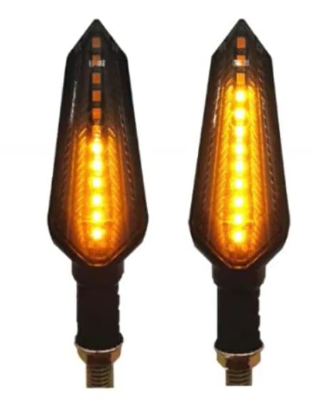 2Pcs TURN SIGNALS INDICATOR FLOWING 12 LED LIGHT AMBER BLINKER 12V M10 APPROVED E-MARK E24