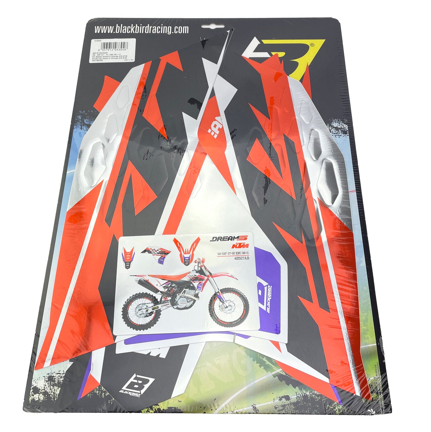 07-10 SX/SXF 08-11 EXC KTM DREAM 5 CHROME EFX GRAPHICS, BLACKBIRD 2527ABCRO