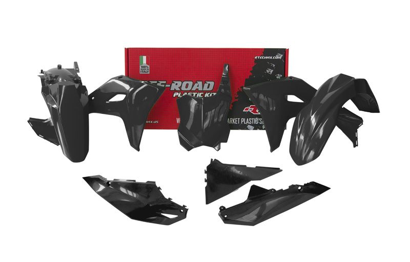 PLASTIC KIT/5 2024 KAWASAKI KX450 BLACK, RTECH R-KITKXF-NR0-524