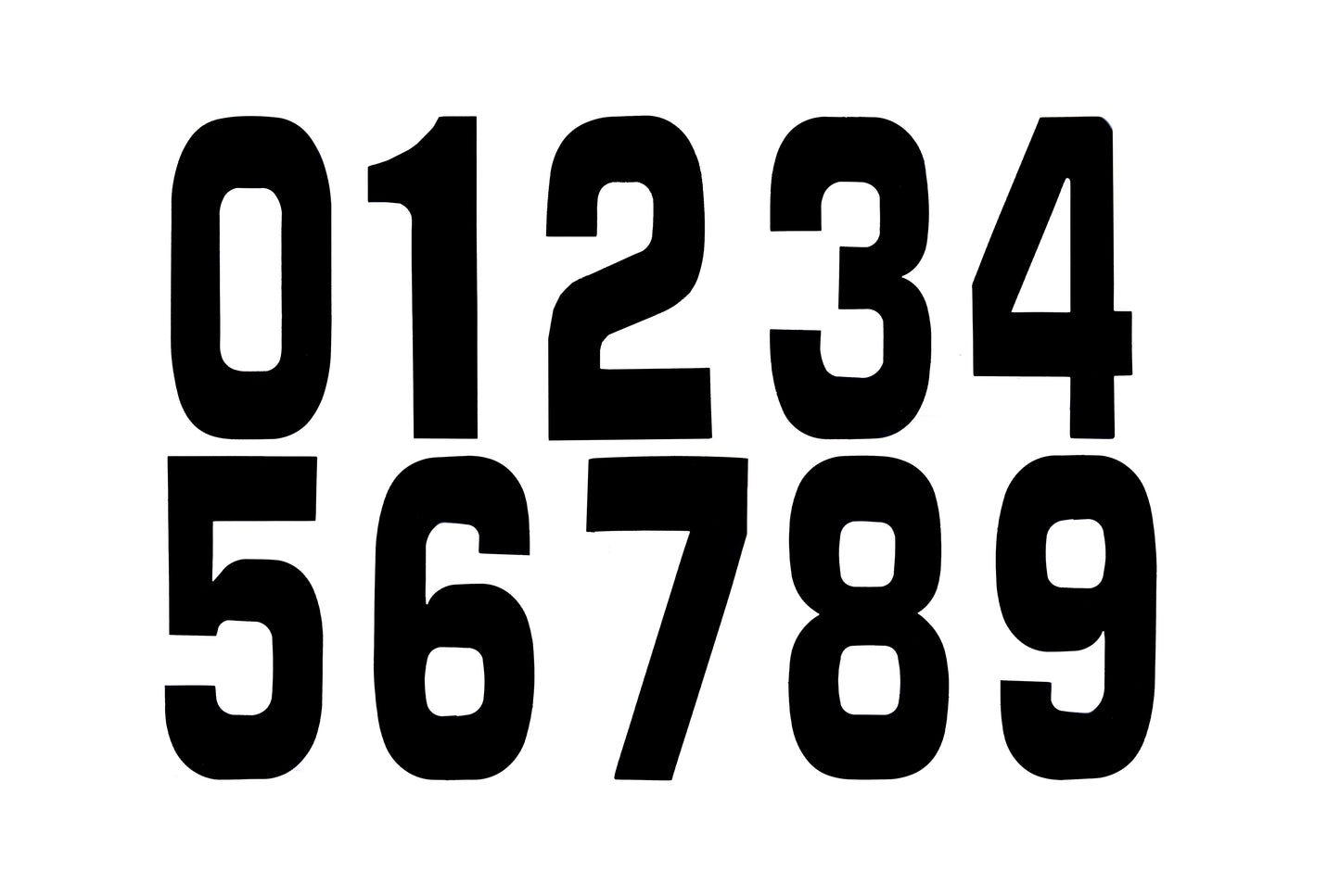 RACE NUMBERS - 0 1 2 3 4 5 6 7 8 9 - BLACK, 10 OF EACH NUMBER / 15cm 6" / PACK OF 100