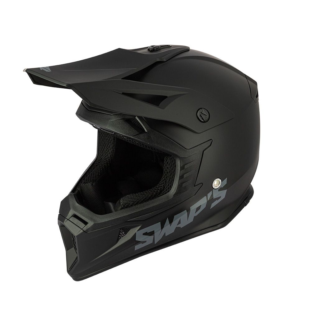 MOTOCROSS HELMET SWAPS S818 - MATT BLACK - SIZE L 59cm - 60cm