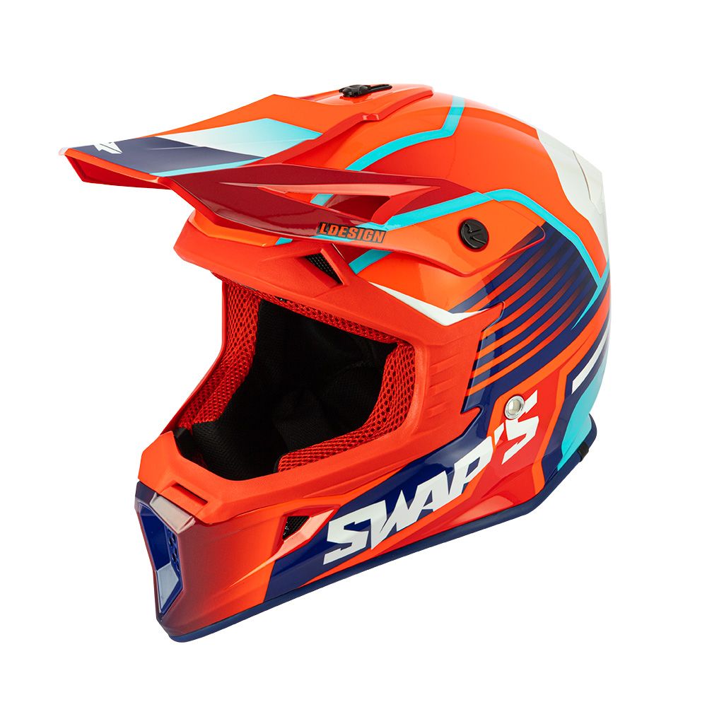 MOTOCROSS HELMET SWAPS S818 - SHINY RED BLUE WHITE - SIZE XL 61cm - 62cm
