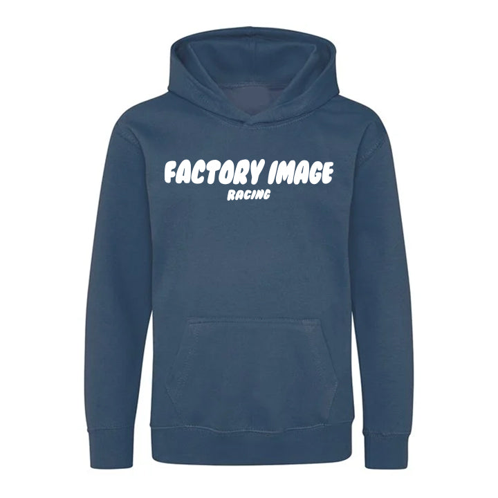 BUBBLE TEXT BLUE KIDS HOODIE - SIZE - 3/4