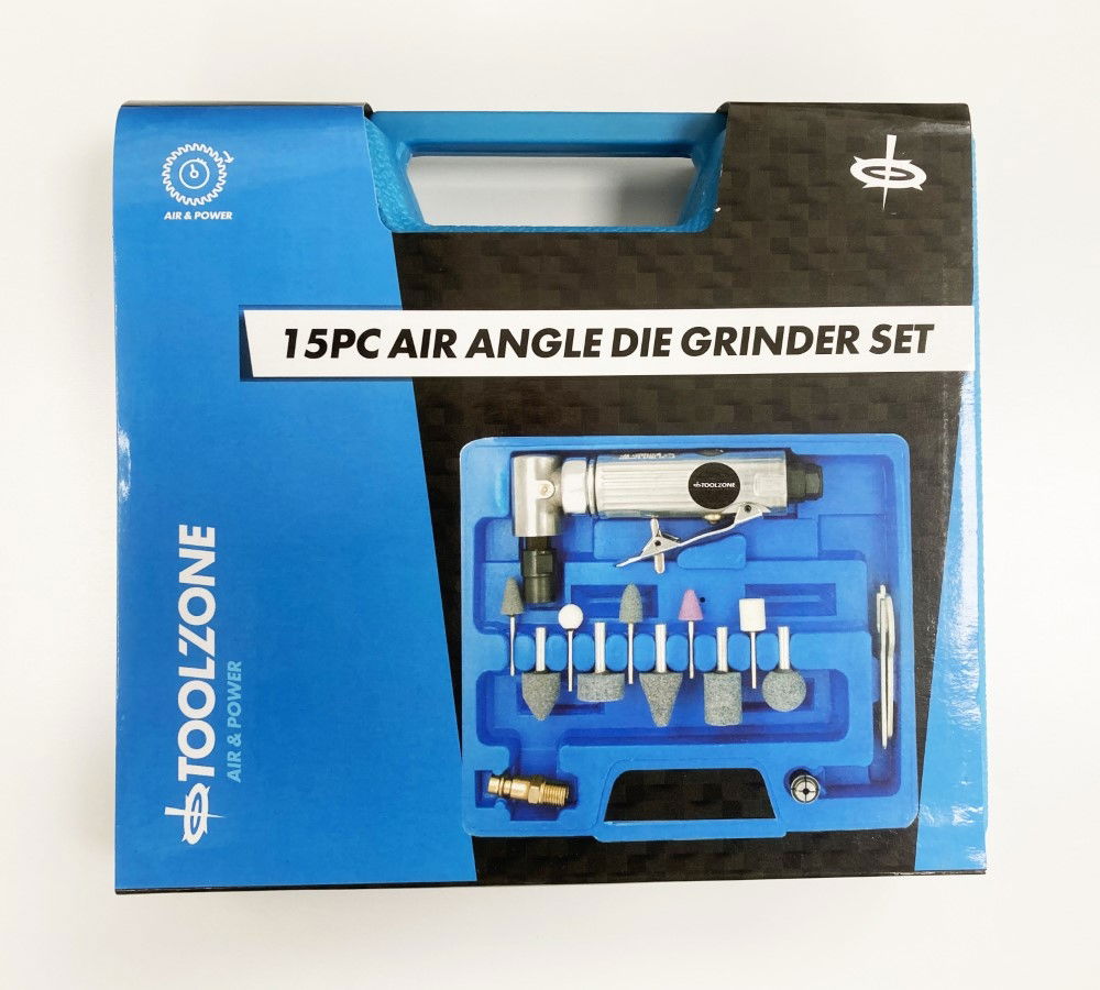 ANGLE AIR DIE GRINDER 15 PIECES 1/4" CHUCK - TOOLZONE KDPAT020