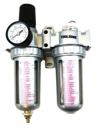 FILTER REGULATOR LUBRICATOR UNIT 1/4" AIR INLET MAX PRESSURE 140psi - TOOLZONE KDPAT059