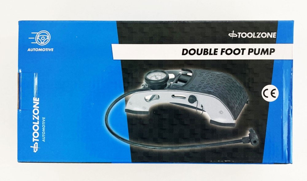 DOUBLE FOOT PUMP HEAVY DUTY WITH GAUGE AND 24" HOSE - TOOLZONE KDPAU029