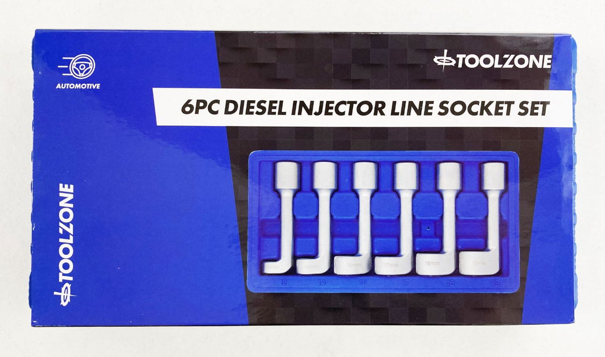 DIESEL INJECTOR LINE SOCKET SET 6pc 1/2" DRIVE 12-19mm - TOOLZONE KDPAU338