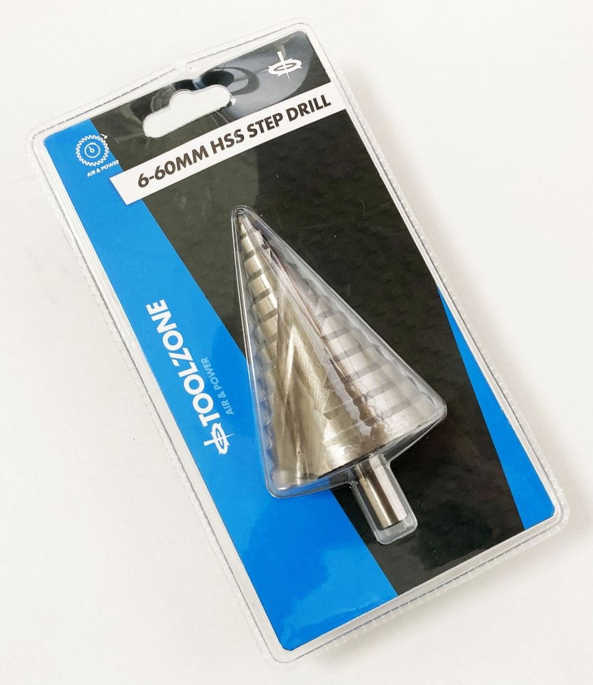 STEP DRILL HSS 6-60mm 12 STEPS 1/2" SHANK - TOOLZONE KDPDR036