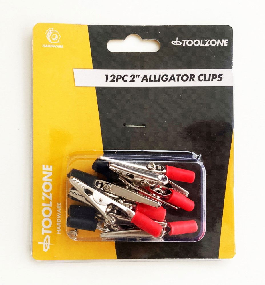 ALLIGATOR CLIPS 12PC 2" INSULATED PVC HANDLES - TOOLZONE KDPEL075