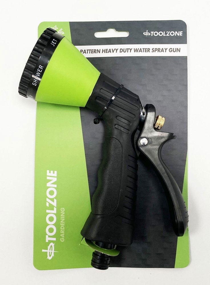 WATER SPRAY GUN 6 PATTERN GREEN HEAVY DUTY - TOOLZONE KDPGD168