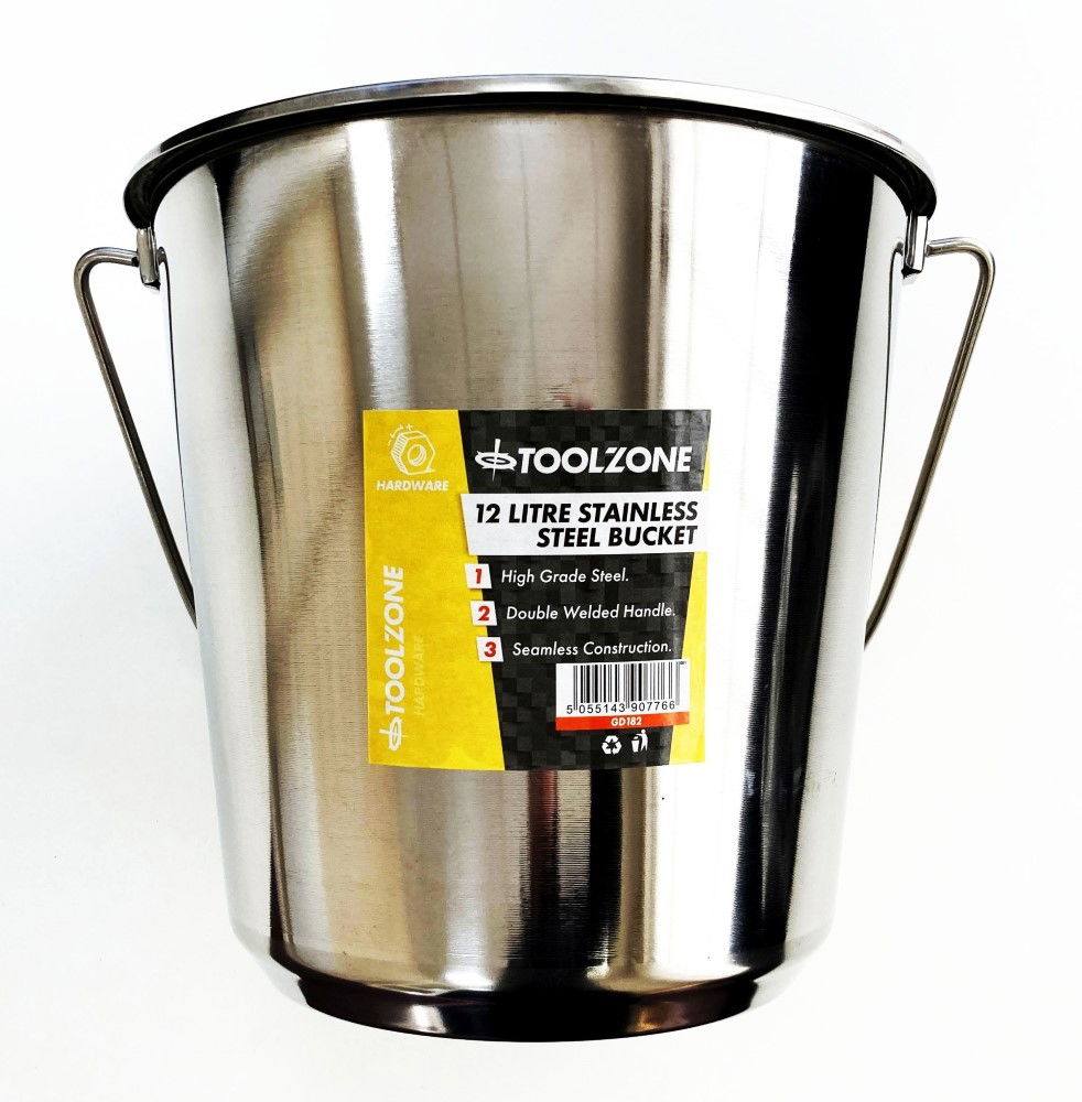 STAINLESS STEEL BUCKET 12 litre - TOOLZONE KDPGD182