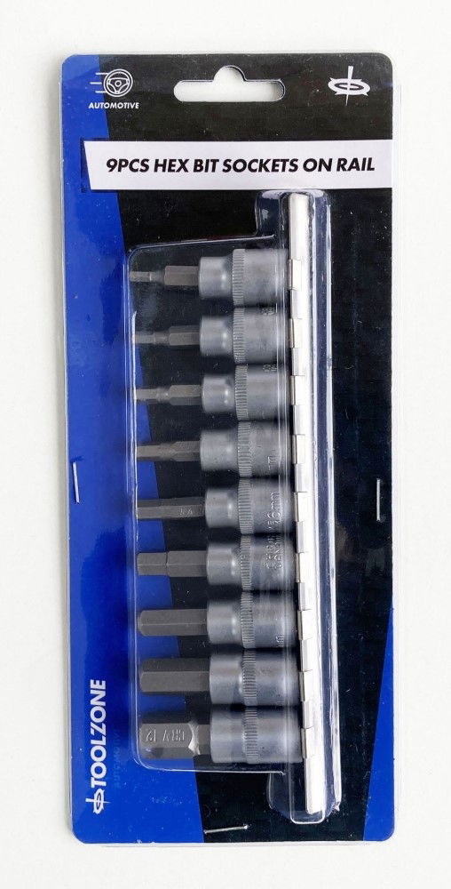 HEX BIT SOCKET SET METRIC 3/8" DRIVE 9pc CHROME VANADIUM - TOOLZONE KDPHX035