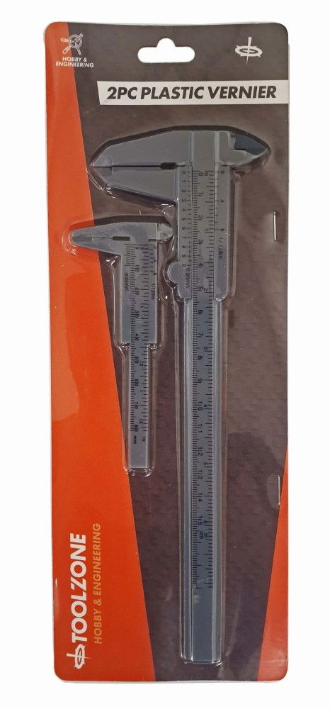 PLASTIC VERNIER CALIPER SET 2pc 3" AND 6" - TOOLZONE KDPMS086
