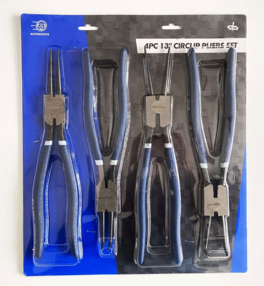 CIRCLIP PLIERS SET 4PC 13" INTERNAL AND EXTERNAL STRAIGHT AND BENT - TOOLZONE KDPPL243