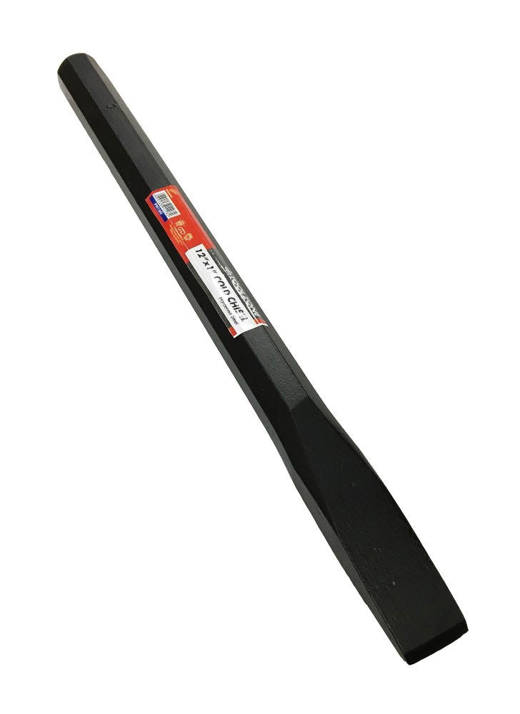 COLD CHISEL 12" x 1" DROP FORGED HARDENED STEEL BLACK FINISH - TOOLZONE KDPPN160