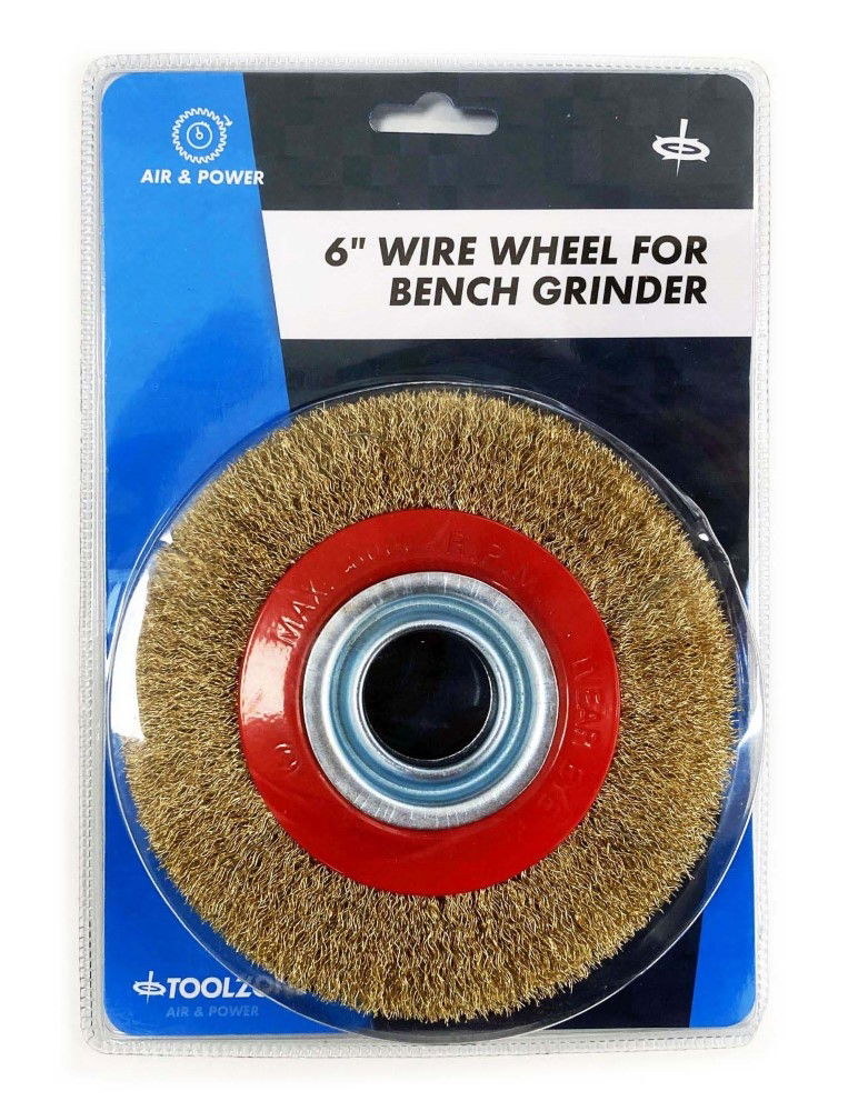 WIRE WHEEL 6" FOR BENCH GRINDER WITH PLASTIC BUSHES - TOOLZONE KDPPW064