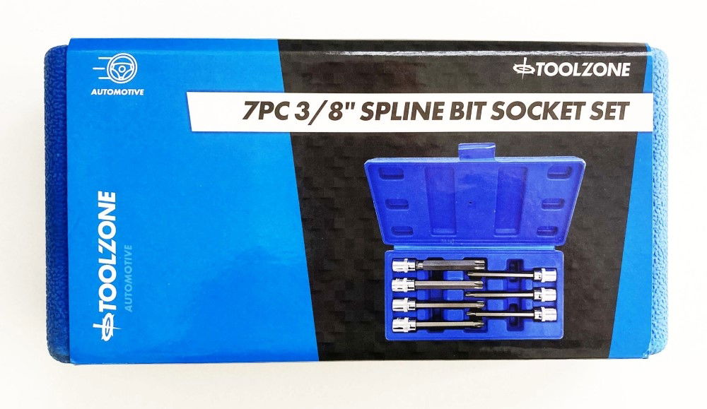 SPLINE SOCKET SET 7PC 3/8" DRIVE 110mm M4-M10 - TOOLZONE KDPSD080