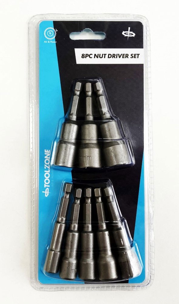 MAGNETIC NUT DRIVER SET 8PC 1/4" DRIVE 6-13mm 65mm LENGTH - TOOLZONE KDPSD083