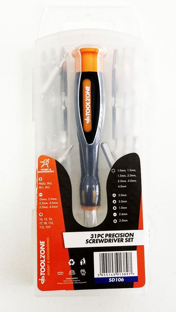 PRECISION SCREWDRIVER SET 31PC IN CASE 5/32" SHANK - TOOLZONE KDPSD106
