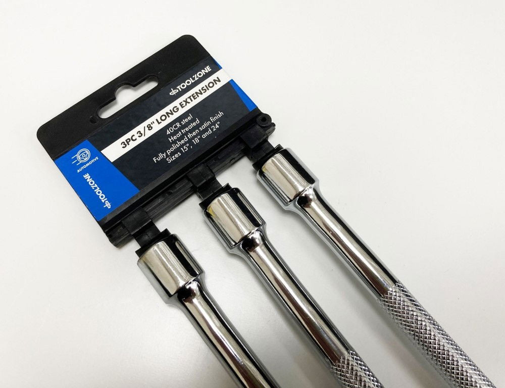 EXTENSION BAR SET 3/8" DRIVE 3pc 375mm 450mm 600mm 40CR STEEL - TOOLZONE KDPSS022