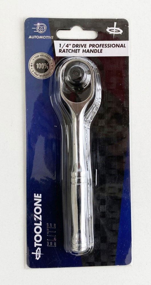 RATCHET HANDLE 1/4" DRIVE PROFESSIONAL POLISHED 150mm CRV QUICK RELEASE - TOOLZONE KDPSS052