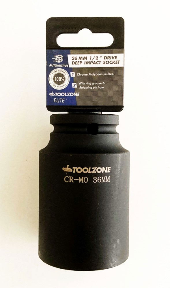 IMPACT SOCKET 1/2" DRIVE DEEP 36mm CRMO - TOOLZONE KDPSS134