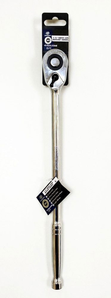 RATCHET HANDLE EXTRA LONG 1/2" DRIVE 375mm POLISHED CRV - TOOLZONE KDPSS200
