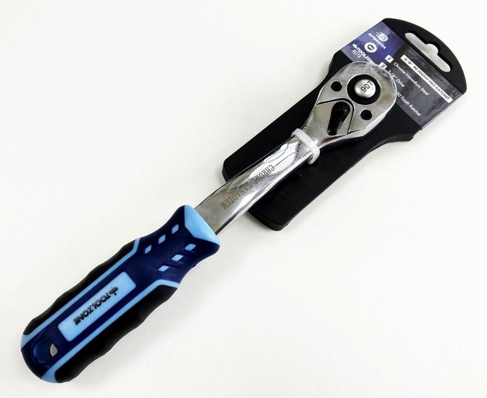 RATCHET HANDLE 3/8" DRIVE 90 TEETH 3 COLOUR CRV - TOOLZONE KDPSS231