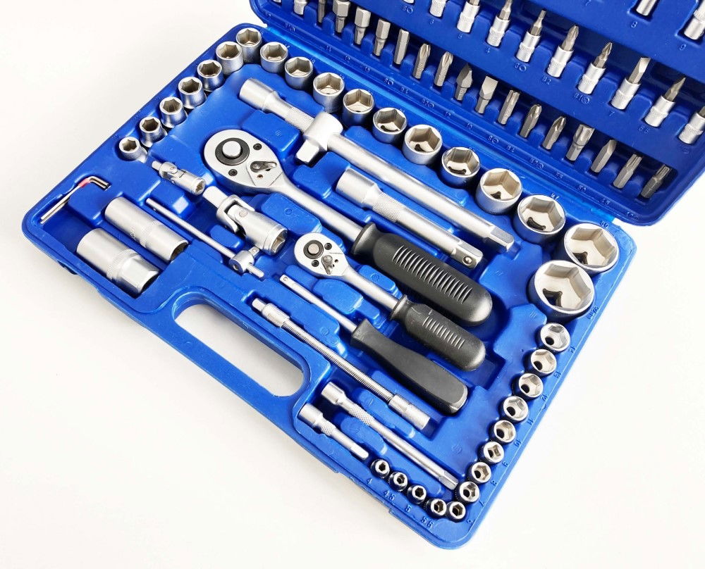 SOCKET SET 94 PIECES CARBON STEEL 1/2" AND 1/4" DRIVE SATIN FINISH IN CASE - TOOLZONE KDPSS247