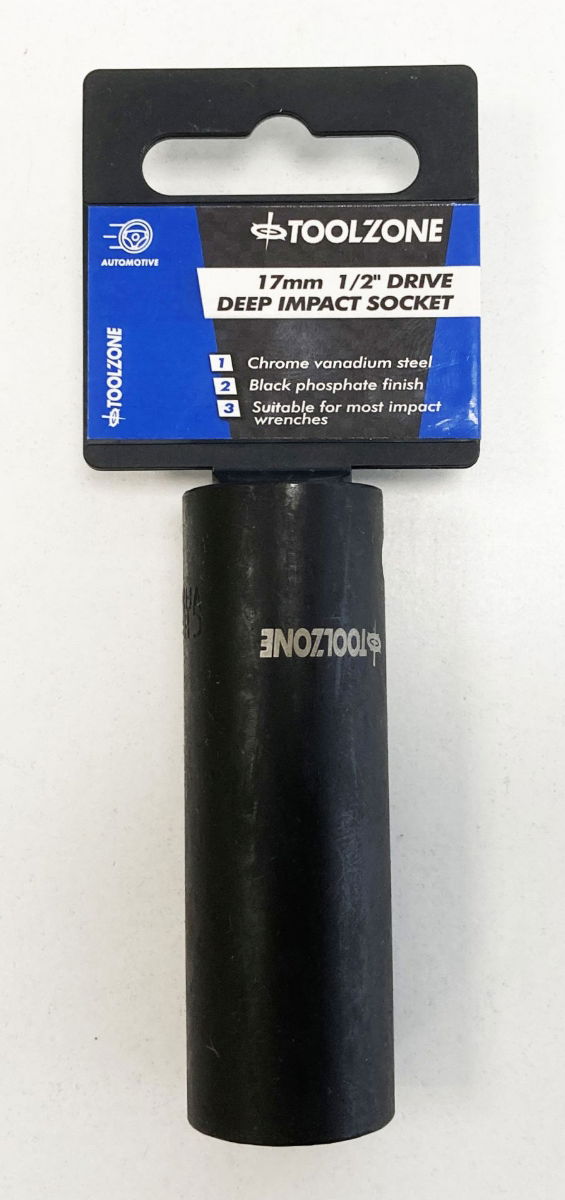 DEEP IMPACT SOCKET 17mm 1/2" DRIVE CRV - TOOLZONE KDPSS319