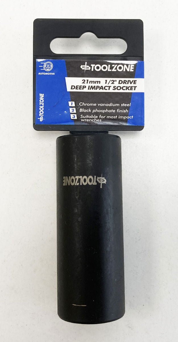 DEEP IMPACT SOCKET 21mm 1/2" DRIVE CRV - TOOLZONE KDPSS321