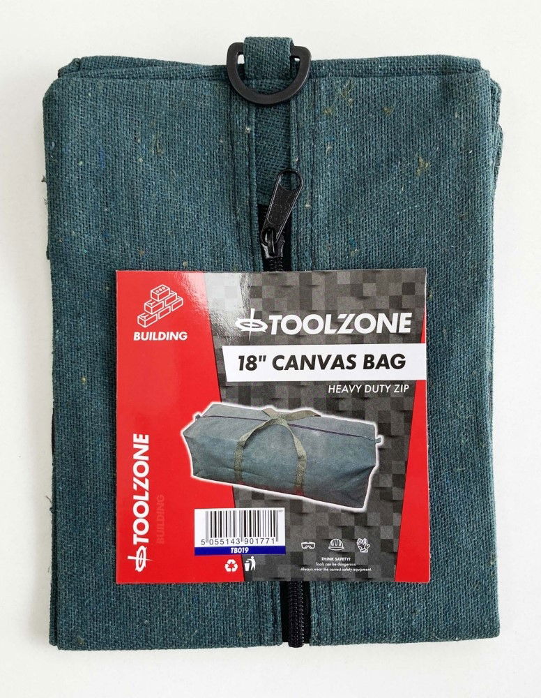 TOOLBAG 18" CANVAS ZIP CLOSURE WATER RESISTANT - TOOLZONE KDPTB019
