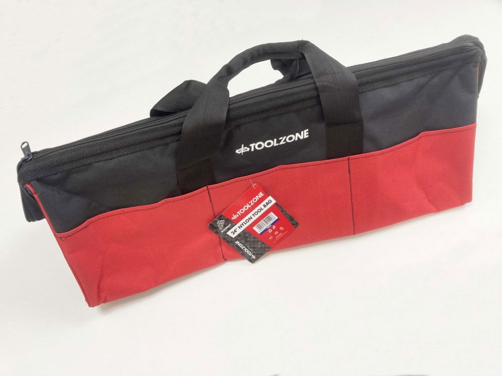 TOOLBAG 24" WIDE OPENING HEAVY DUTY NYLON WITH 6 EXTERNAL POCKETS - TOOLZONE KDPTB026