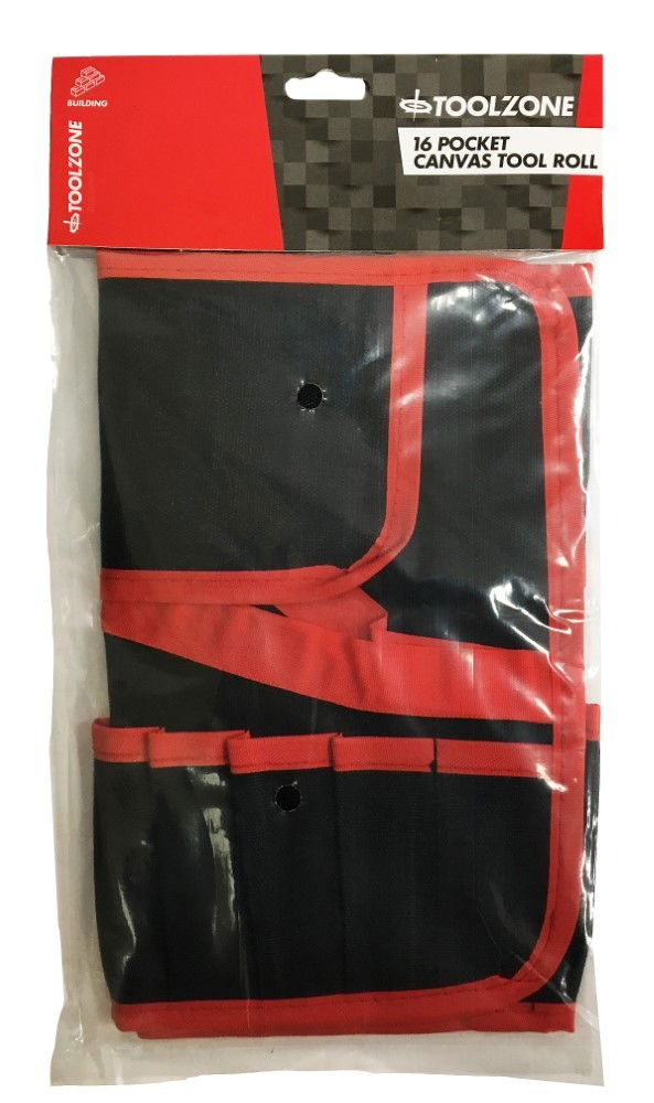TOOL ROLL 16 POCKET CANVAS 525x285mm - TOOLZONE KDPTB030