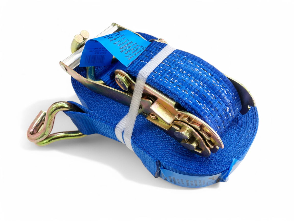 HEAVY DUTY RATCHET TIE DOWN 2" x 15m 2500daN STRAIGHT 5000kg ROUND GS APPROVED - TOOLZONE KDPTD038