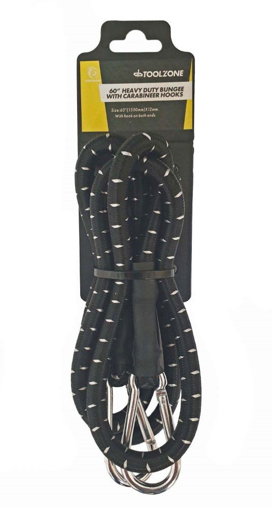 HEAVY DUTY BUNGEE 60" 12mm WITH CARABINER CLIPS - TOOLZONE KDPTD045