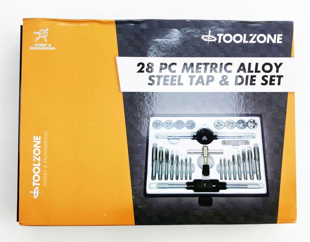 TAP AND DIE SET METRIC 28 PIECE ALLOY STEEL WITH WRENCHES - TOOLZONE KDPTP099