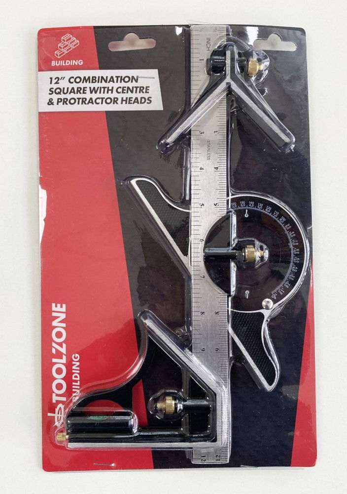 COMBINATION SQUARE 12" WITH PROTRACTOR METRIC AND IMPERIAL - TOOLZONE KDPWW017
