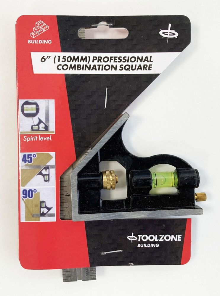 COMBINATION SQUARE 6" ALUMINIUM DUAL MARKED IMPERIAL METRIC - TOOLZONE KDPWW144