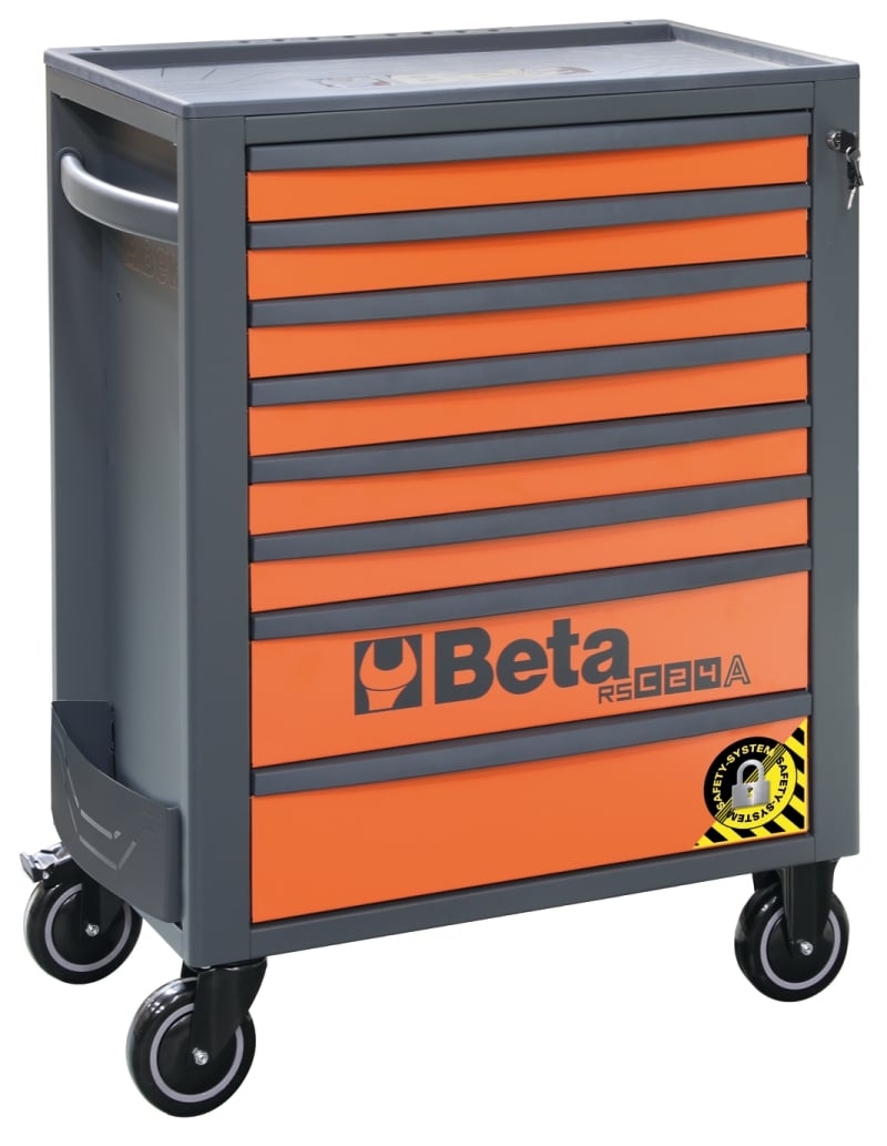 Mobile Roller Cab 8 Drawers Anti-Tilt System Reinforced Worktop 800kg Capacity - Beta Tools RSC24A/8-O