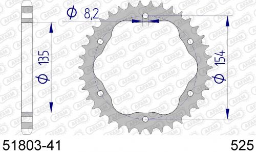 AFAM REAR ALU 41T, 525 AF55180341